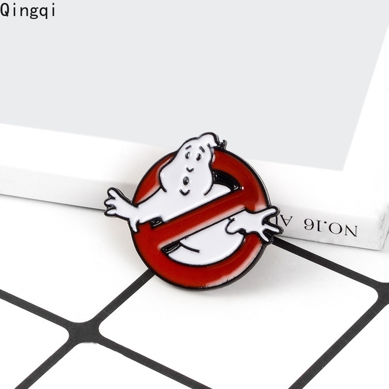 Bros Pin Desain Logo Kartun Ghostbusters No Ghost Movies Gaya Retro Untuk Topi Ransel Dan Rompi