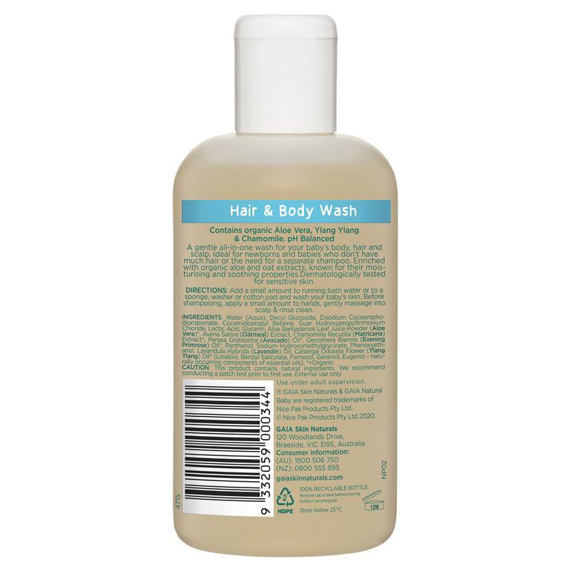 GAIA Natural Hair &amp; Body Wash 200ml 114105