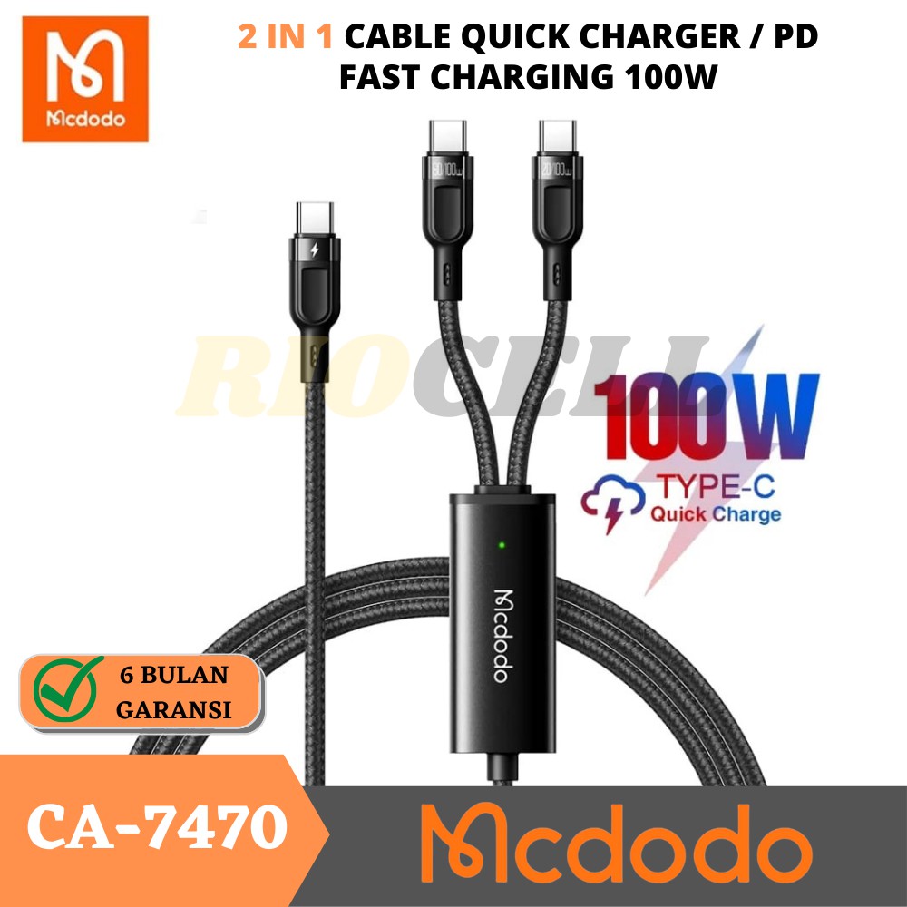 MCDODO Kabel 2 In 1 Dual Type C + Type C PD FAST Charging 100W CA-7470