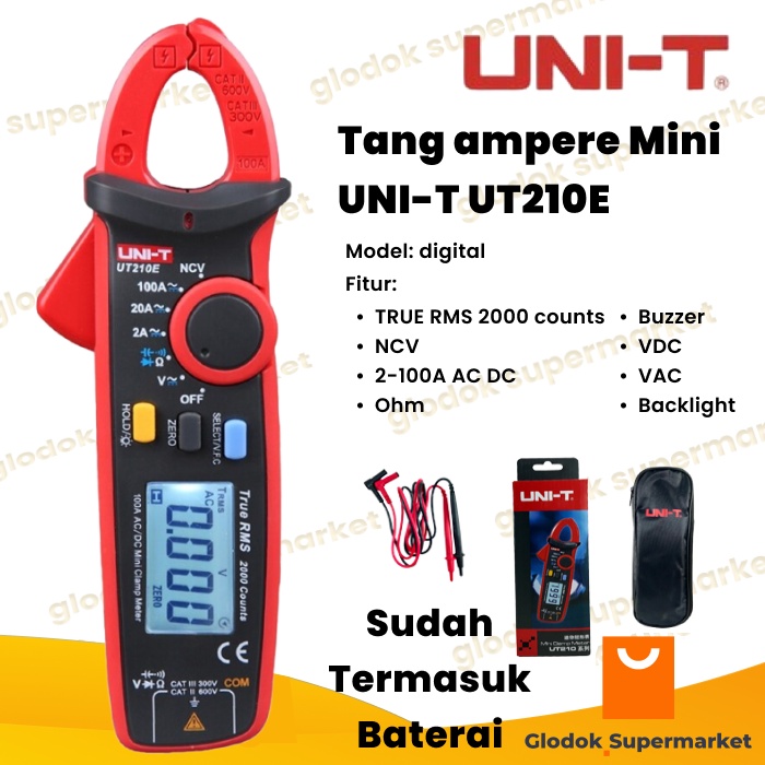 Tang Ampere Mini UNI-T UT210E Digital AC DC Clamp Meter TRUE RMS NCV UT 210E