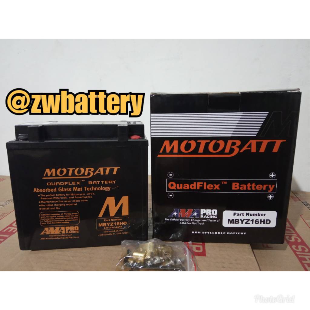 Aki motor Kawasaki Vulcan 800 motobatt MBYZ16HD aki kering quadflex