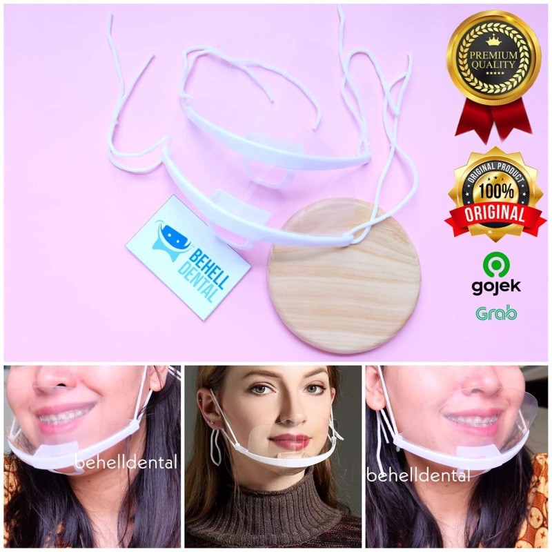 Masker plastik penutup mulut transparan  face Shield mask mouth mask higenis bening mika transparent