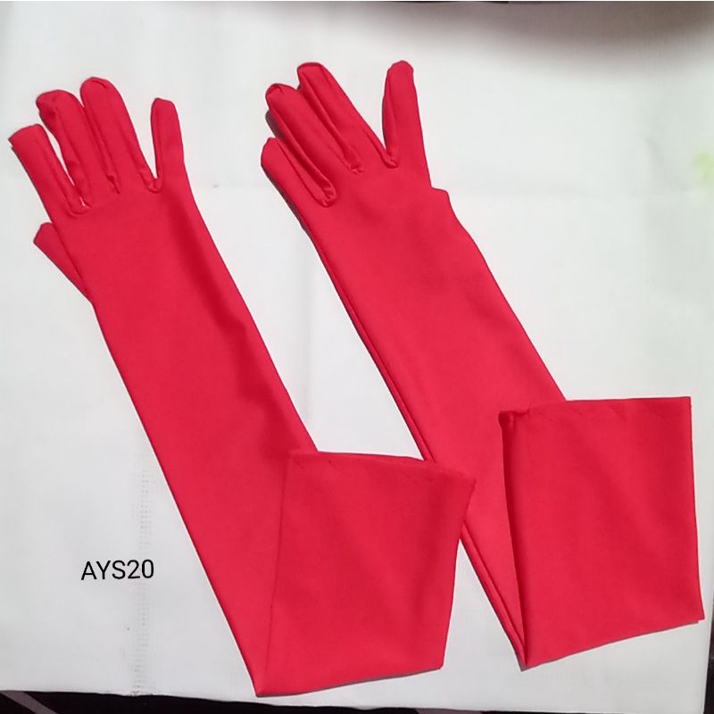 Sarung Tangan Polos Panjang Wedding Bahan Spandex-Gloves Pesta