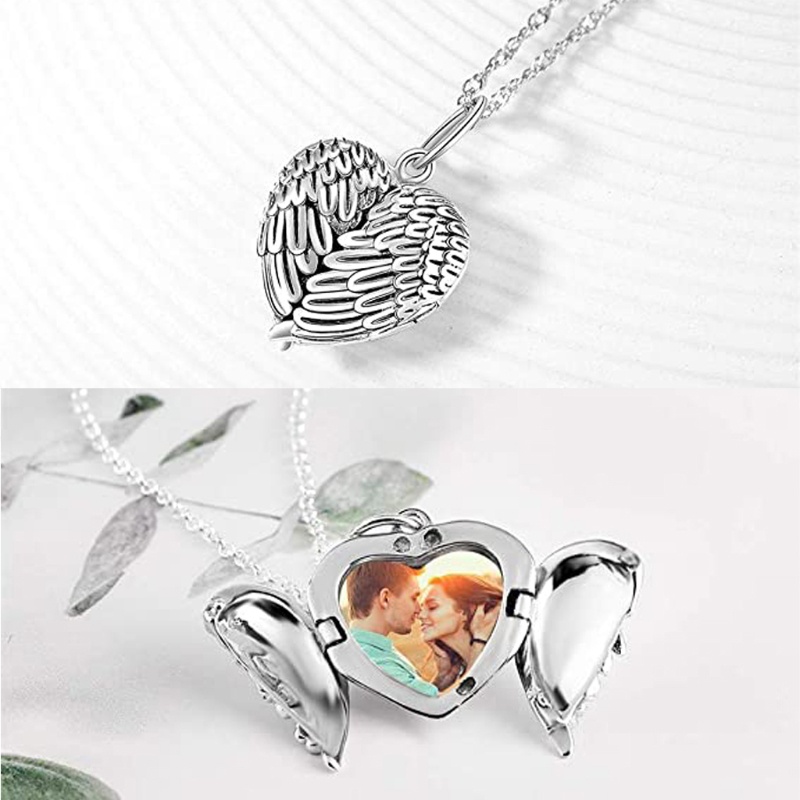 SIY  Heart Sublimation Blanks Angel Wing Love Heart Necklaces Custom Lockable Photo Blank MDF Printable Pendant for Women