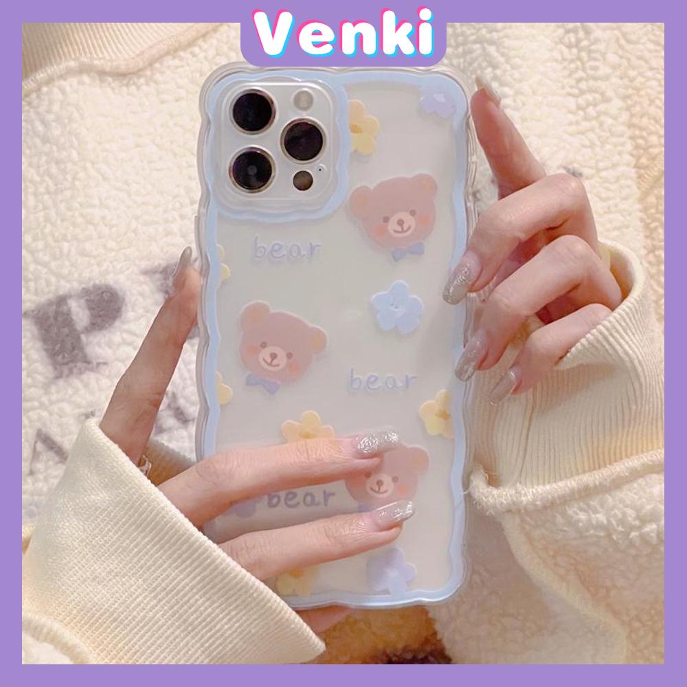 iPhone Case Silicone Soft Case Clear Case Wave Non-Slip Shockproof Camera Full Coverage Protection Flower Bear Cute For iPhone 13 Pro Max iPhone 12 Pro Max iPhone 11 iPhone 7 Plus