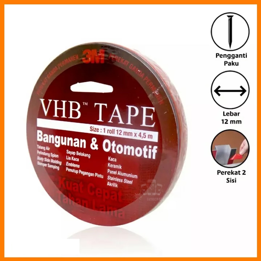 Lem 3M VHB Double Tape Automotive 4900 Size 12mm X 4.5m - Double Tapes Mobil &amp; Bangunan Original