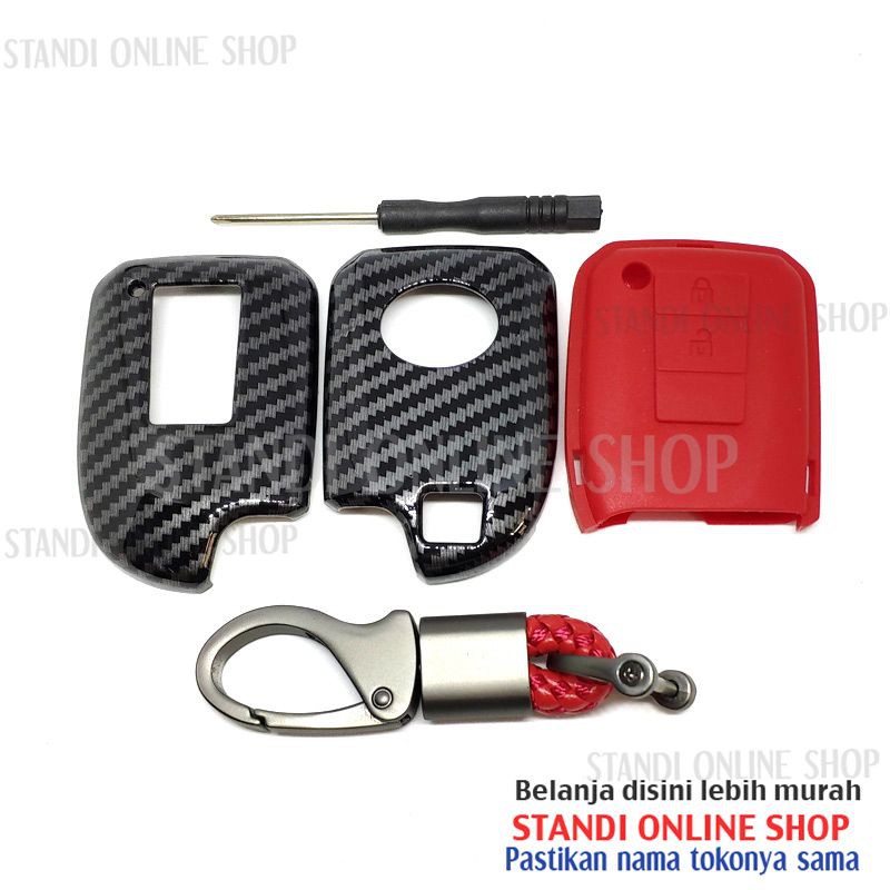 Cover Kunci Smart Key Sarung Kunci Carbon Toyota All New Yaris 2 Tombol