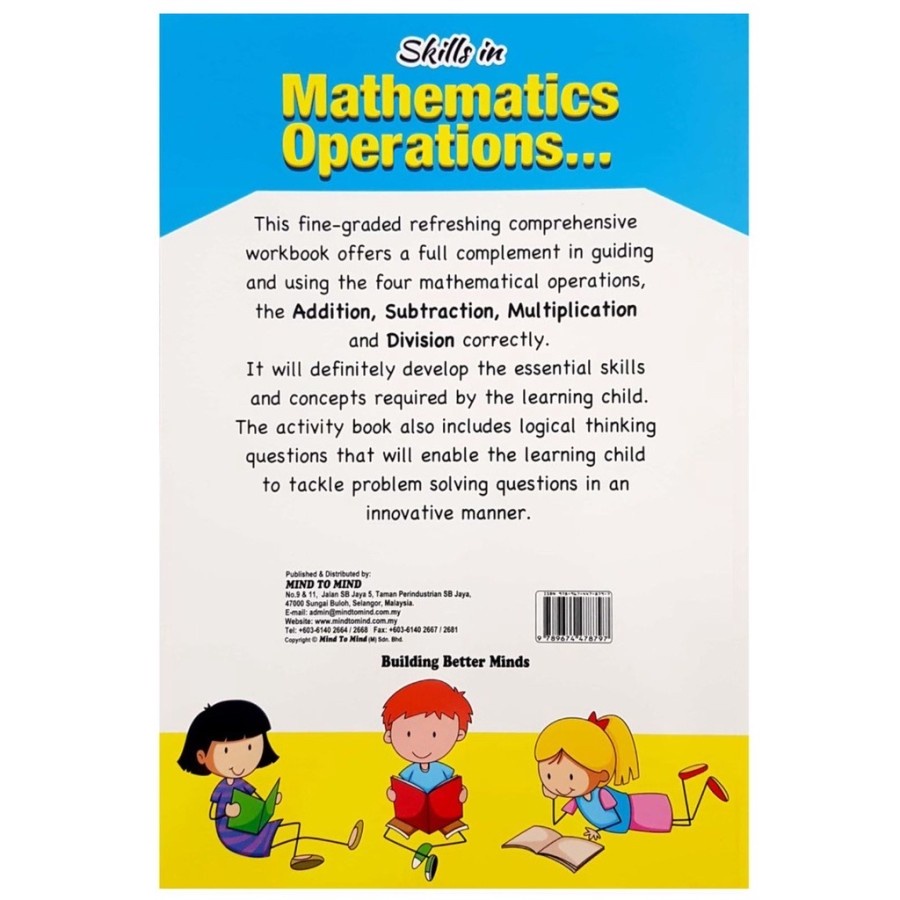 Skills in Mathematics Operations Addition Subtraction Multiplication Division Workbook 4-7 years old