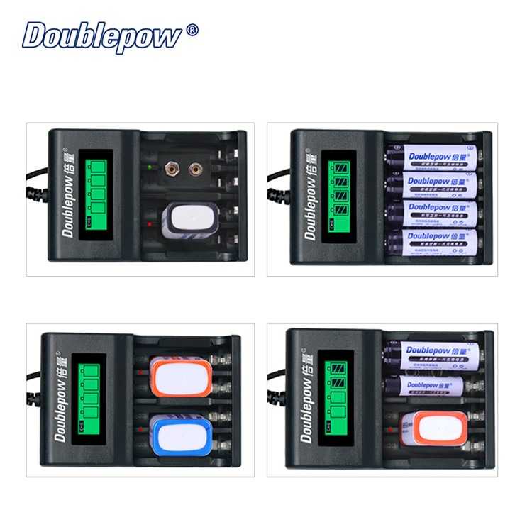 DOUBLEPOW Charger Baterai 1.2V &amp; 9V NI-MH NI-CD Lithium - DP-UK95-Hitam