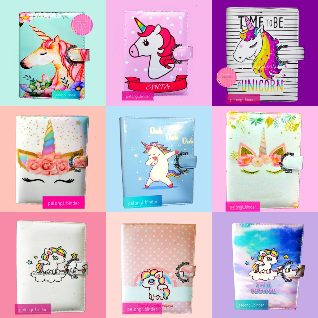 

Binder Printing Custom Motif Unicorn Cute ukuran A6 A5 B5