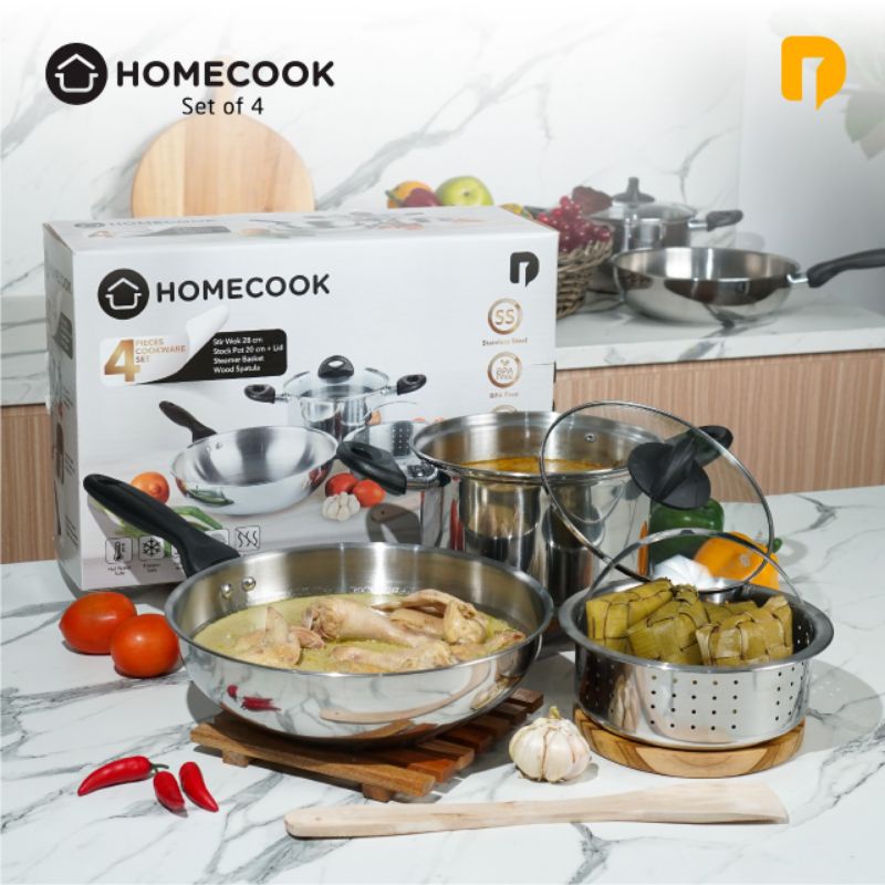 Panci Stainless Panci Kukus Homecook Set Of 4