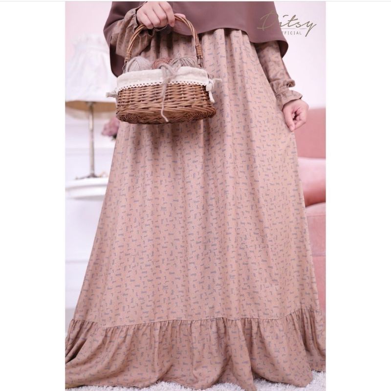 Ditsy Runca Mocca, Greenish, Tees Black, Little Rainbow