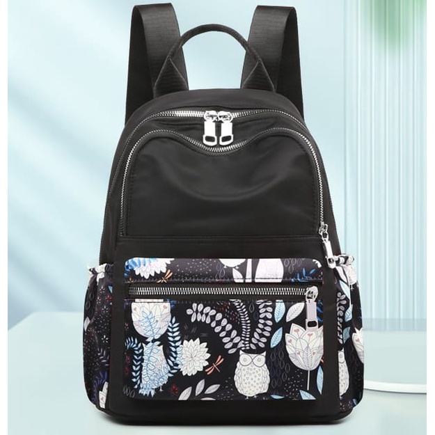 RANSEL WANITA IMPORT CHIBAO MOTIF HITAM 7377#