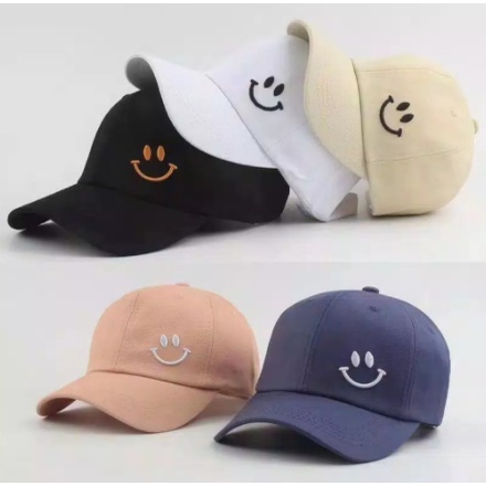 TOPI BORDIR / BASEBALL SMILE/ TOPI DISTRO PRIA &amp; WANITA / TOPI SANTAI MODEL KEKINIAN MOEL TERBARU