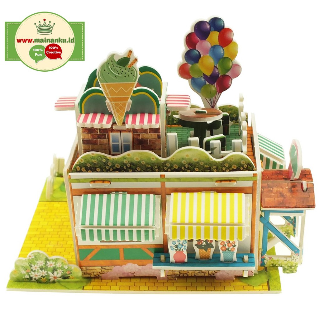 Mini Puzzle 3D | ICE CREAM HOUSE | Puzzle 3 Dimensi Rumah - 1690-42