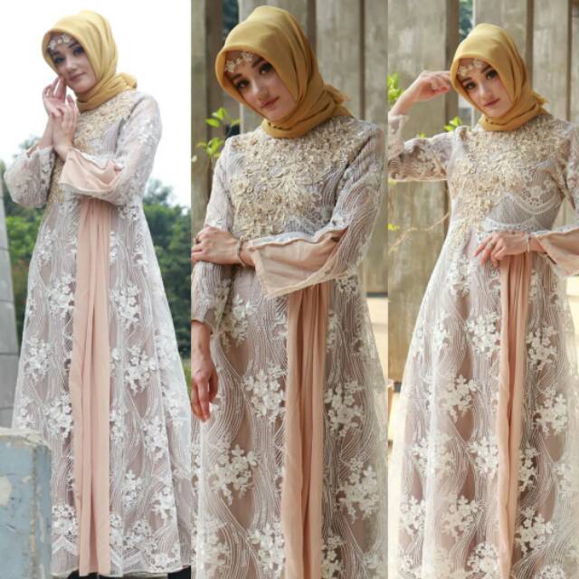 Gamis Pesta Brokat Premium