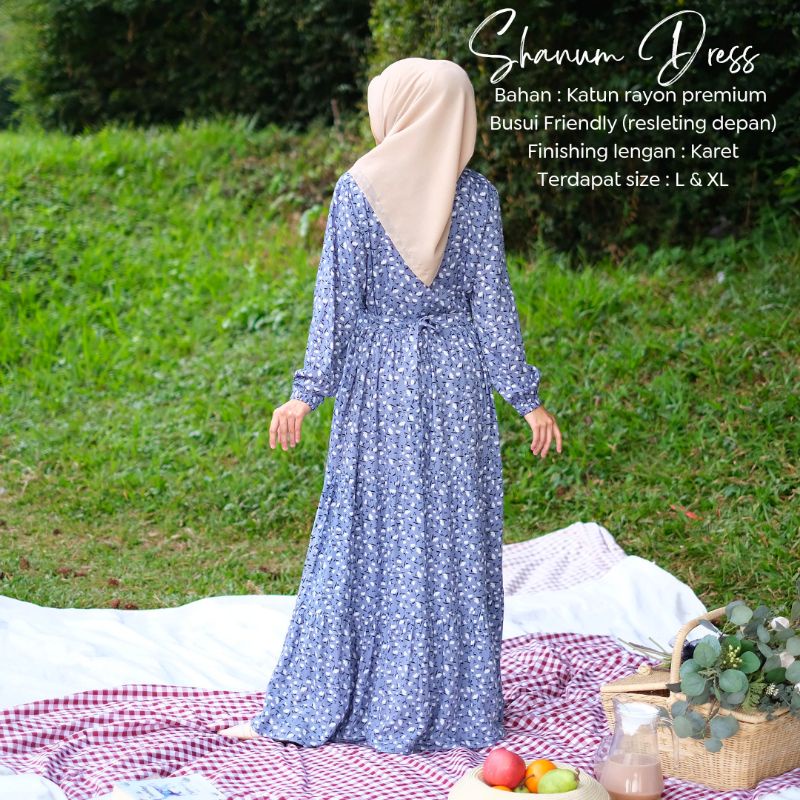 Gamis Dewasa Jumbo/Homey Dress Shanum Couple -Gamis Anak Usia 4 sd 12 tahun-Bahan Katun Rayon Premium Motif Flower