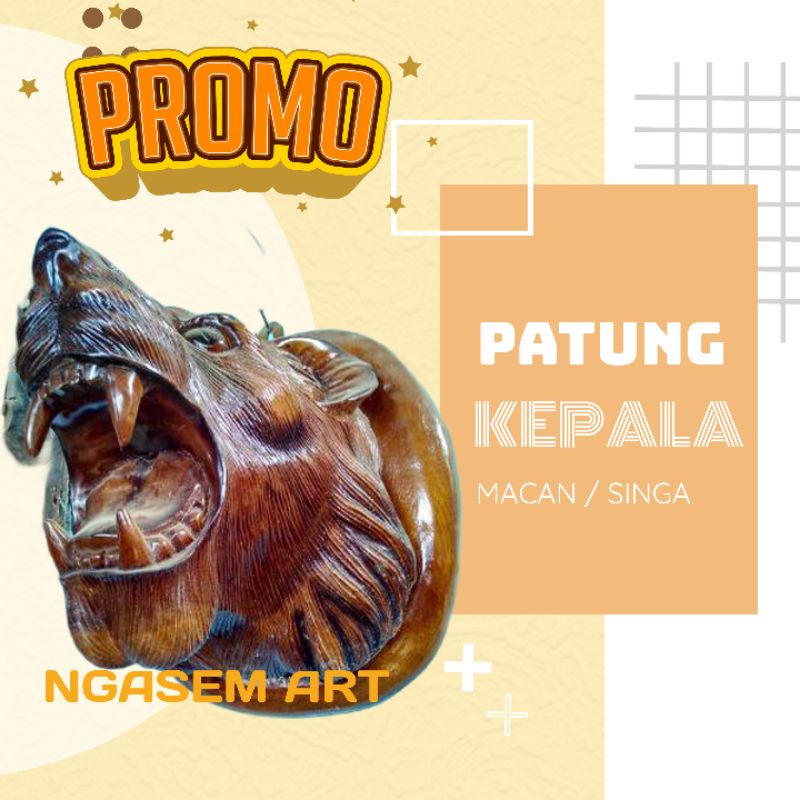 Patung kepala macan hiasan dinding kayu