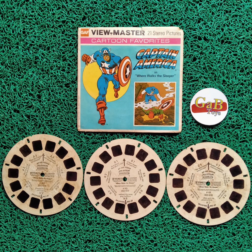 Reel Kaset Viewmaster View Master Film - Captain America Gaf - Vintage 1977