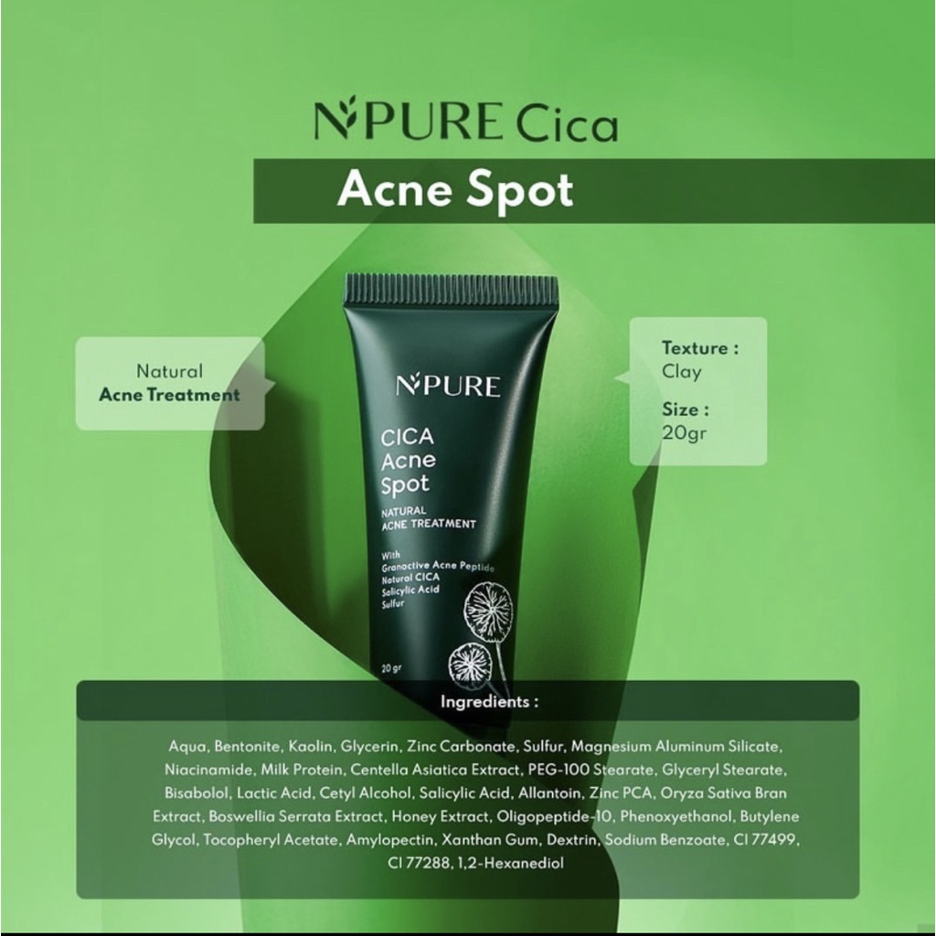 NPURE Spot Treatment Acne Spot 20gr / Dark Spot 5ml Centella Asiatica BPOM