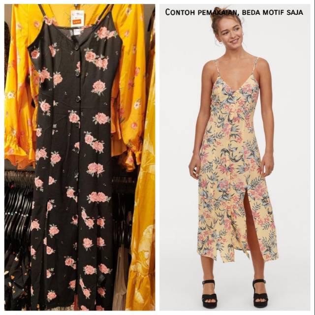 BNWT H&M V-neck Dress Black Rose