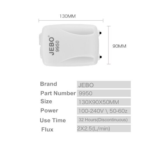 Jebo 9950 Pompa Udara AC / DC Dual Use Air Pump Aerator