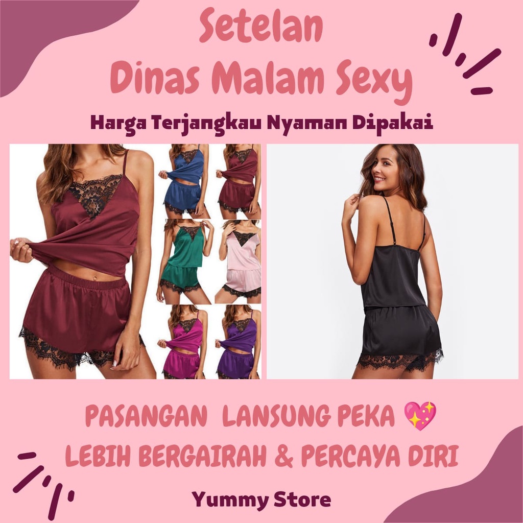[PREMIUM IMPORT✅] Baju Tidur Tanktop Celana Renda Set Dinas Malam Pertama Haram Wanita Dewasa Hot Li