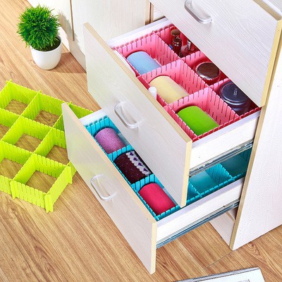 4pcs Set Block Partition Separator Drawer Cabinet Plastic Green Pink Blue Shopee Indonesia