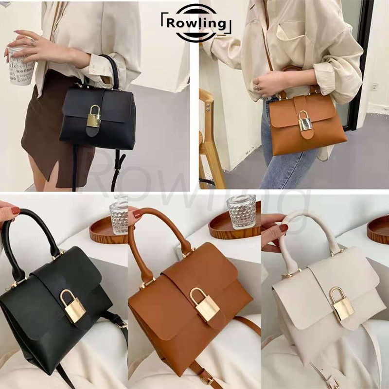 Rowling (Tas-147)Tas Selempang Wanita Polos Model Gembok/Tas Selempang Wanita Cantik Dan Elegan Import