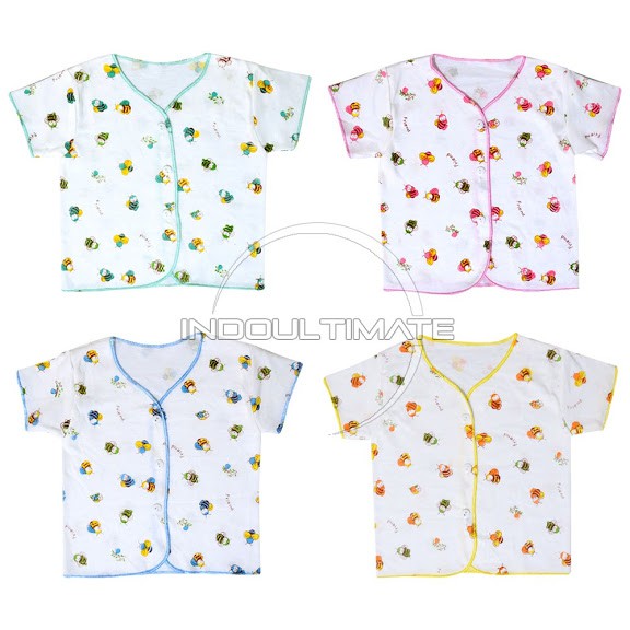 Baju bayi Newborn PRINT Katun Tebal LENGAN PENDEK BC-087 Pakaian Kaos Anak Bayi Laki laki perempuan