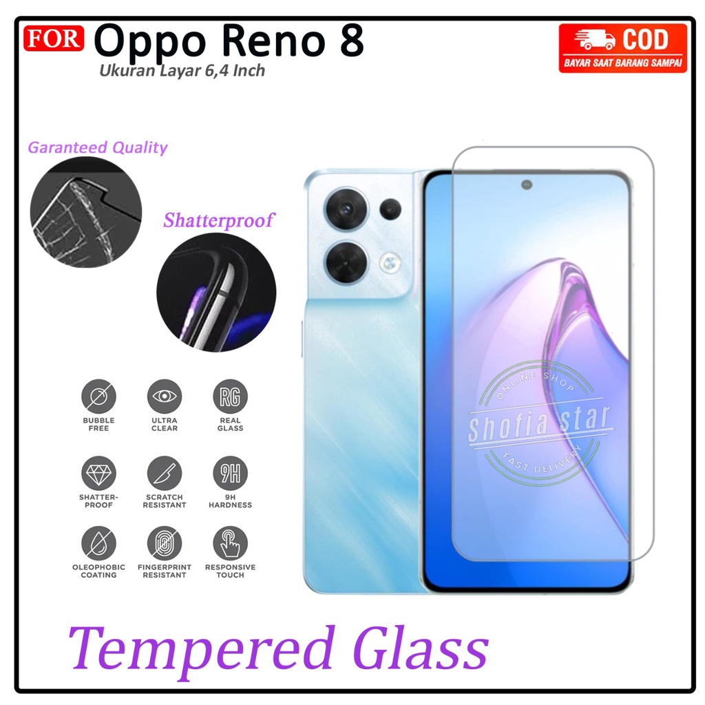 TEMPERED GLASS BENING OPPO RENO 8 TG LAYAR ANTIGORES KACA FULL COVER