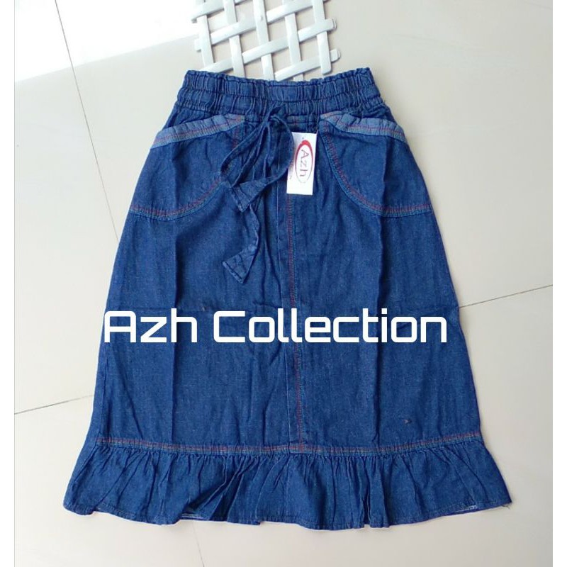 Rok jeans pendek anak perempuan usia 3-8 tahun saku hidup kanan kiri rok anak levis