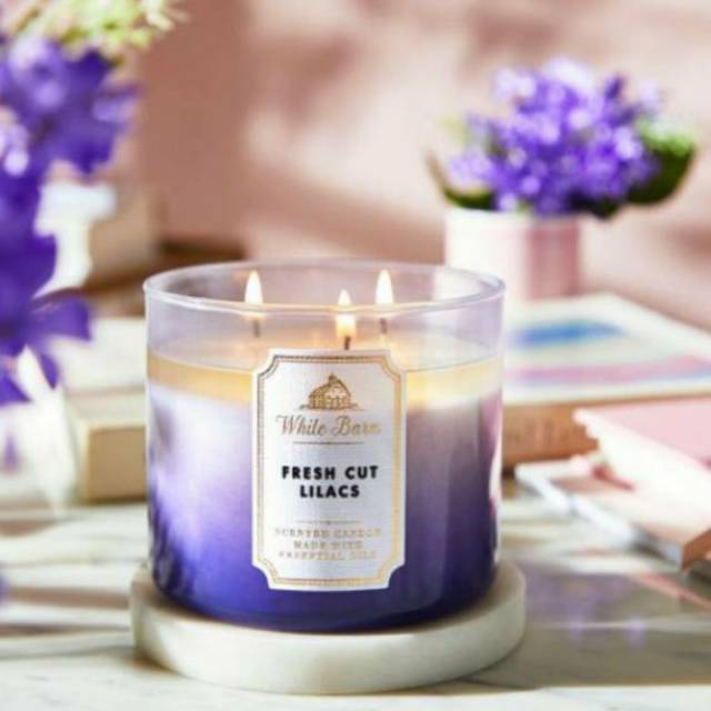 Bath &amp; Body Works BBW LOVE YOU FRESH CUT LILACS 3-WICK SCENTED CANDLE 411 G LILIN WANGI 3 SUMBU UKURAN BESAR PENGHARUM RUANGAN