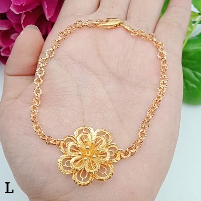 Gelang tangan mawar lapis emas terbaru ready