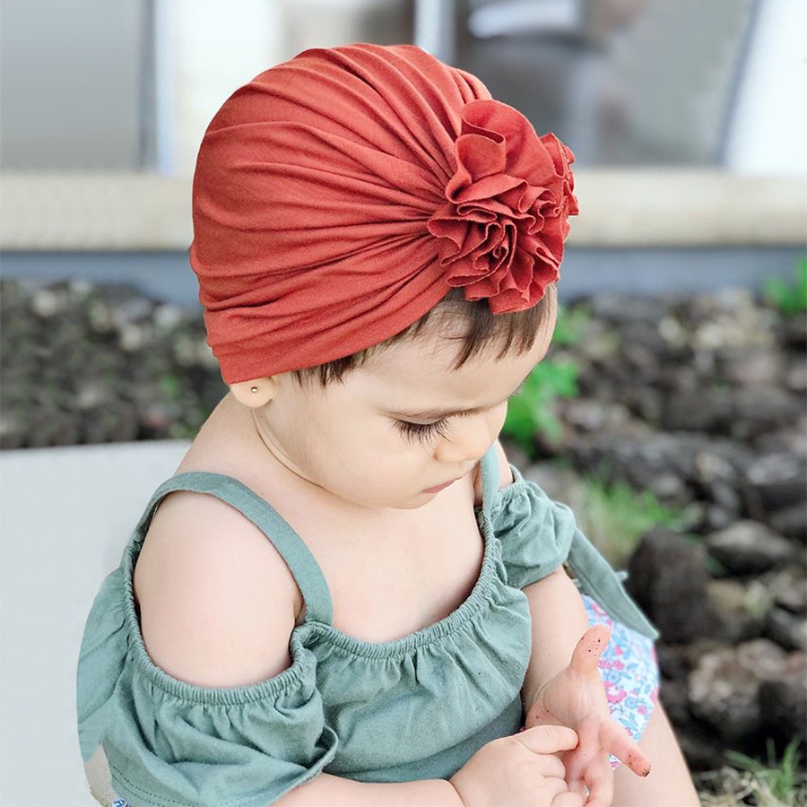 TB11 NEW Turban topi bayi motif bunga banyak warna