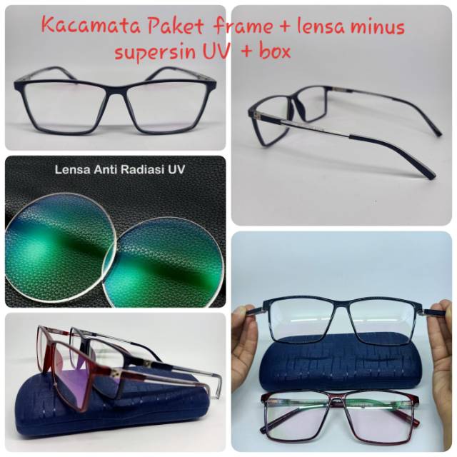 Kacamata paket frame + lensa minus batang flexibel