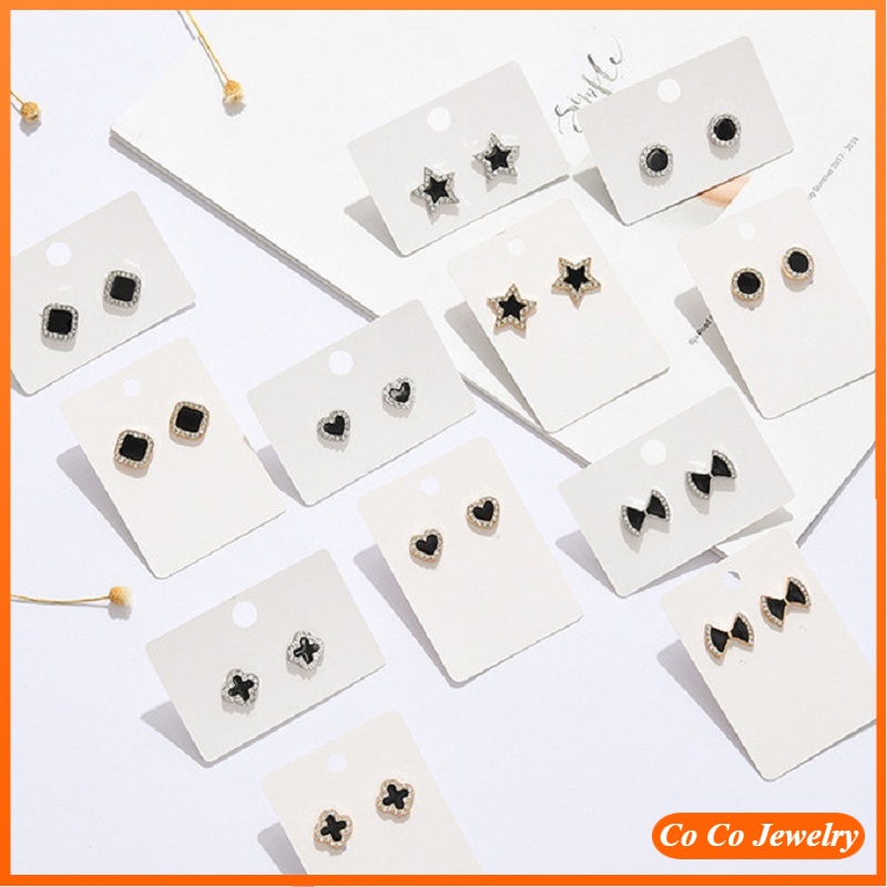 925 Silver Needle Diamond Four-leaf Clover Earrings Female Ins Trend Simple and Small Square Temperament Geometric Eardrop Fashion Accessories Jewelry