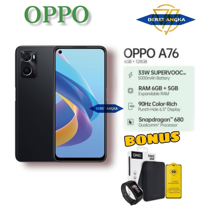 HP OPPO A76 RAM 6+5GB ROM 128GB GARANSI RESMI