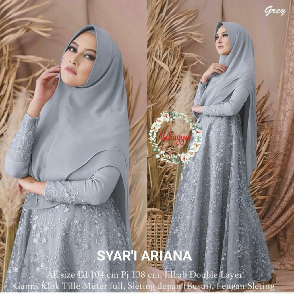 Ariana Syar'i Gamis Klok Tille Muter Full