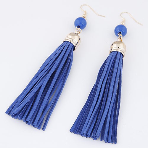 LRC Anting Gantung Elegant Beads Decorated Tassel Pendant Design