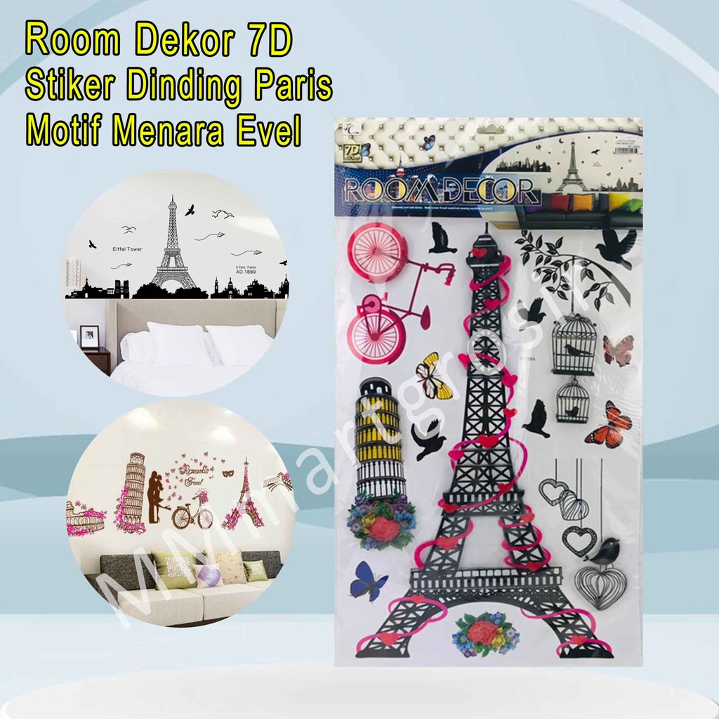 Room Dekor 7D / Stiker Dinding / Walpaper Menara Evel / Hiasan