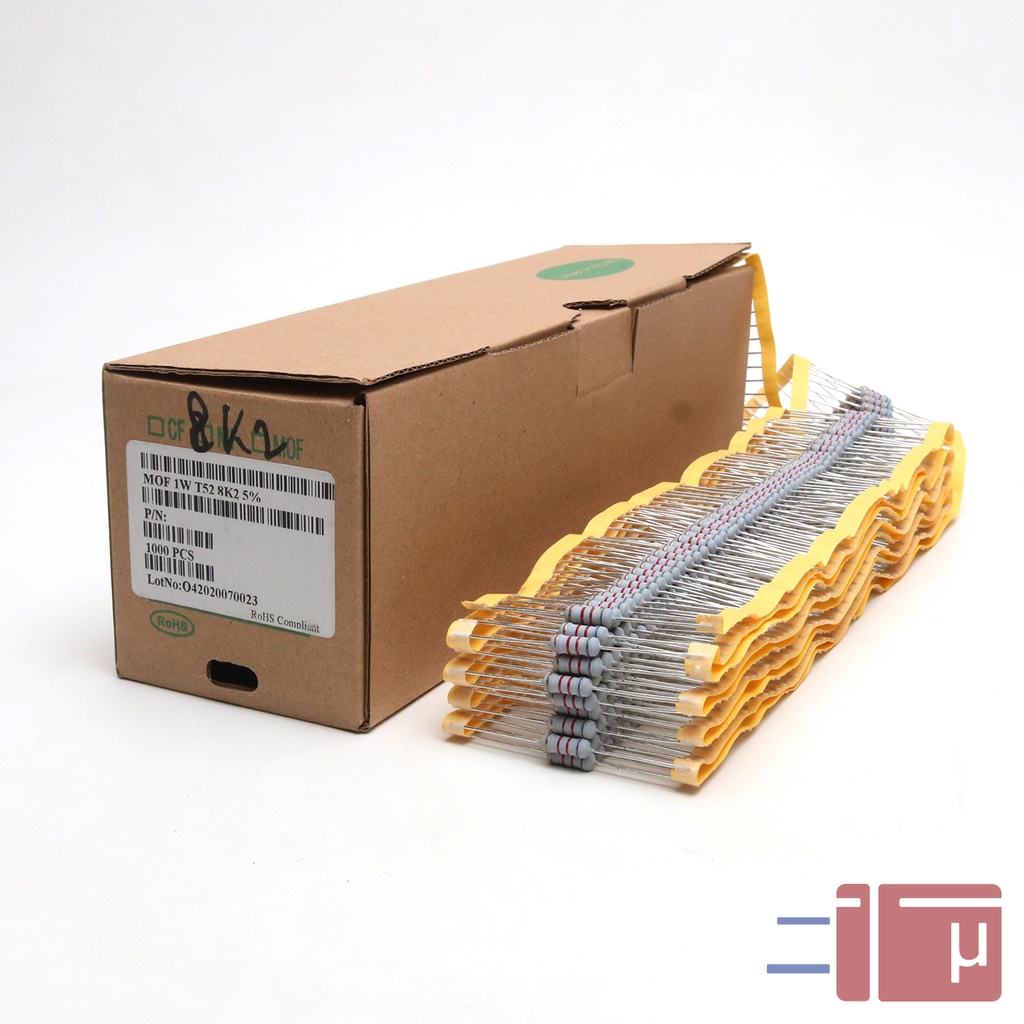 x10 Resistor 8K2 8.2K 1W Metal Oxide 5% Taiwan Kaki Tembaga