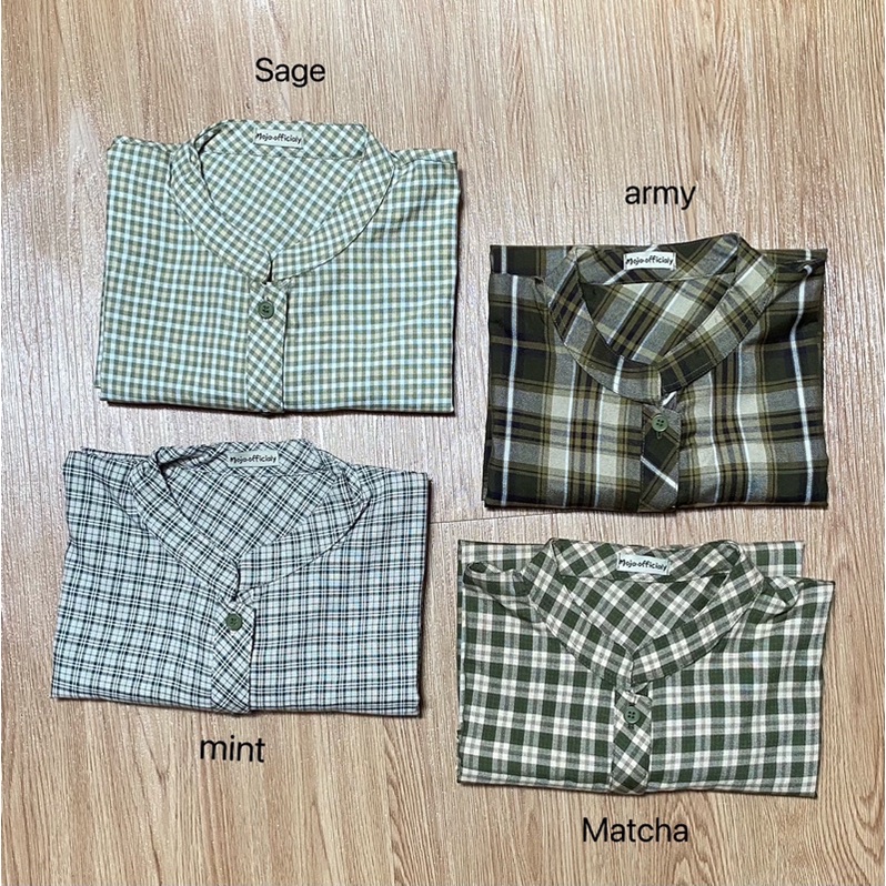 kemeja kotak-kotak premium wanita