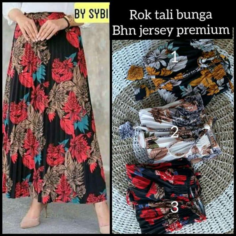 ROK PLISKET MOTIF BUNGA