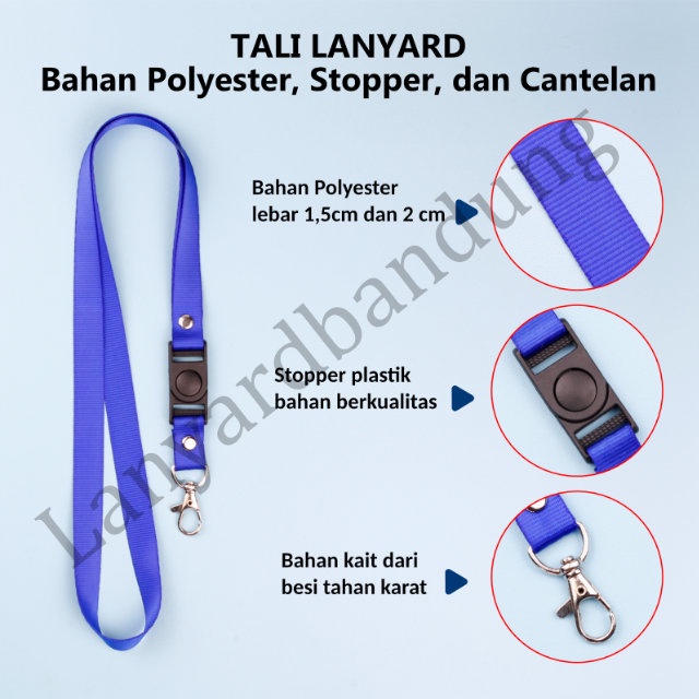 TALI JADI STOPER 1.5 cm / Tali Lanyard ID Card Name Tag Ukuran 1.5 cm stoper (Polos)