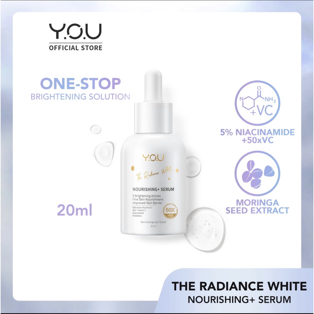 YOU Radiance White Nourishing Serum Wajah | 50 x Vitamin C | 5% Niacinamide | Hyaluronic Acid 20ml