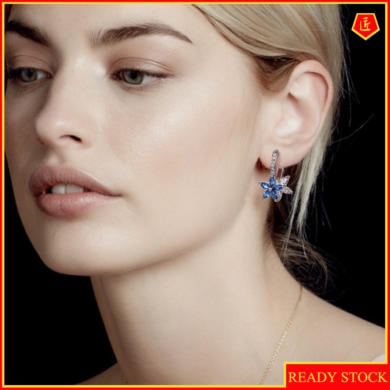 [Ready Stock]Fashion Creative Multicolor Crystal Flower Diamond Earrings