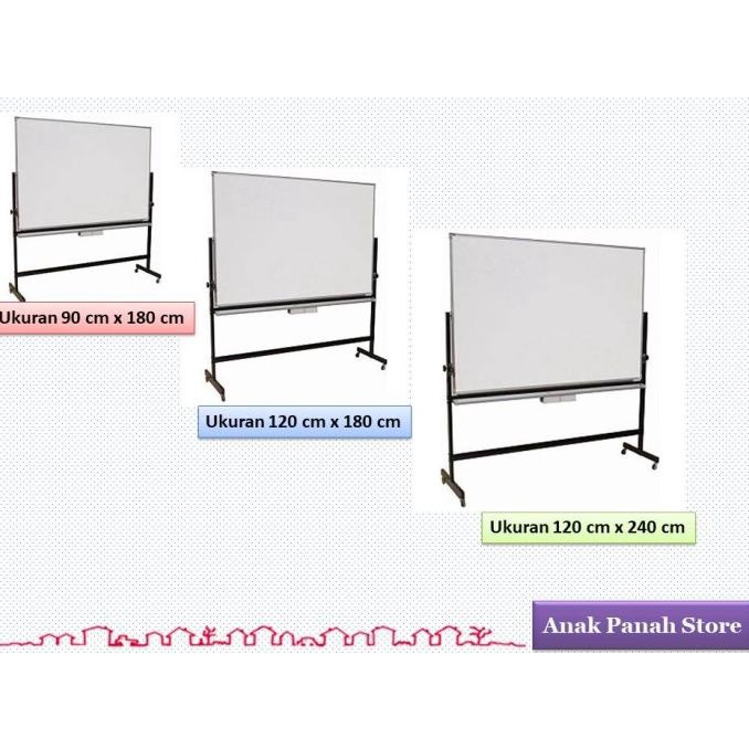 

Papan Tulis / White board Magnetic Tiang + Roda 1 Muka / sisi Sakura - 90 cm x 180 cm