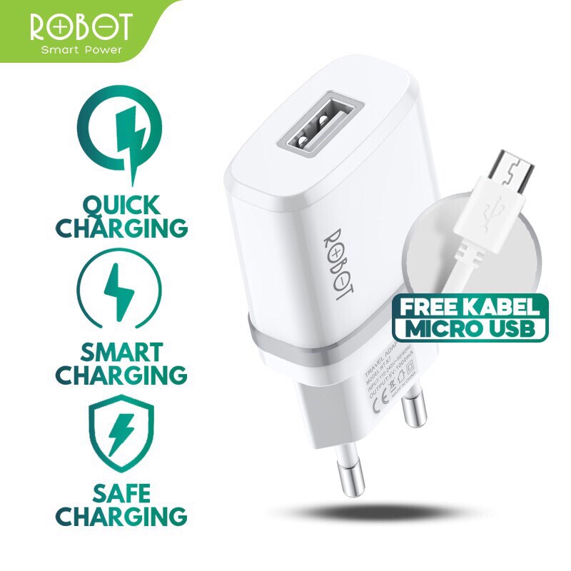 ROBOT RT-K7 Quick Charge Output 5V/1A Fireproof Charger White