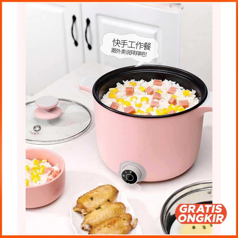 Panci Listrik Mini Electric Cooker Skillet 600W 1.5L AJL-A1301 Steamer